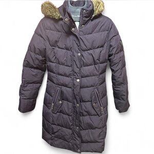 UTEX Canada Women’s Long Puffer Winter Coat with Faux Fur Hood – Size S